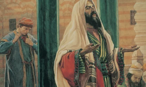 Repentant Publican and the self-righteous Pharisee in the temple. Nguồn: https://churchofjesuschrist.org