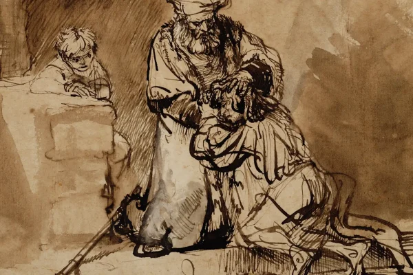 Prodigal son by Rembrandt drawing 1642