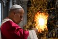 Pope Leo XIV during April 11 prayer vigil for peace in St. Peter's Basilica