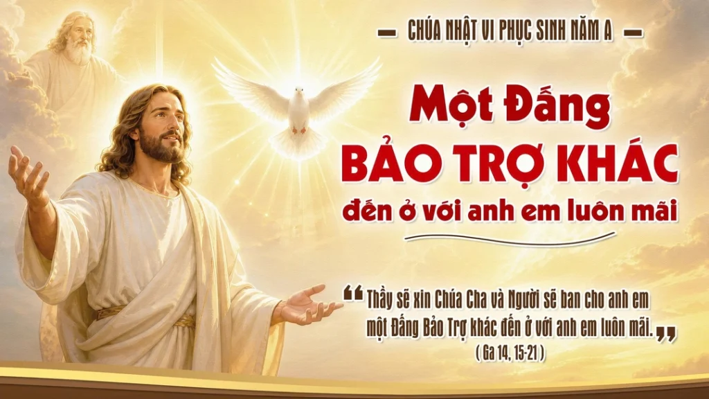 “Nếu anh em yêu mến Thầy, anh em sẽ giữ các điều răn của Thầy.  Thầy sẽ xin Chúa Cha và Người sẽ ban cho anh em một Đấng Bảo Trợ khác đến ở với anh em luôn mãi....