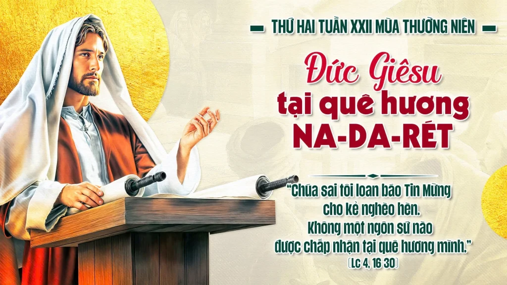 Thần Khí Chúa ngự trên tôi, vì Chúa đã xức dầu tấn phong tôi, để tôi loan báo Tin Mừng cho kẻ nghèo hèn. Người đã sai tôi đi công bố cho kẻ bị giam cầm biết họ được tha,...