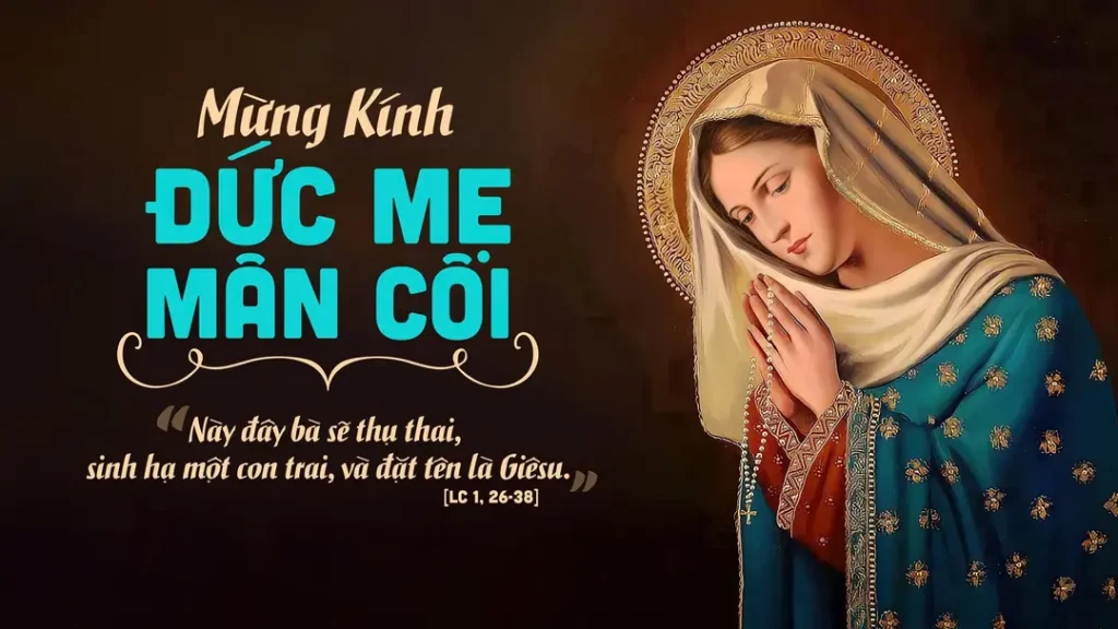 Sứ thần vào nhà trinh nữ và nói: “Mừng vui lên, hỡi Đấng đầy ân sủng, Đức Chúa ở cùng bà”...